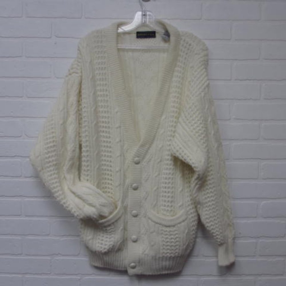 Vintage Grenadier Cream Cable Knit East Coast Cottage Sweater Med fits Large